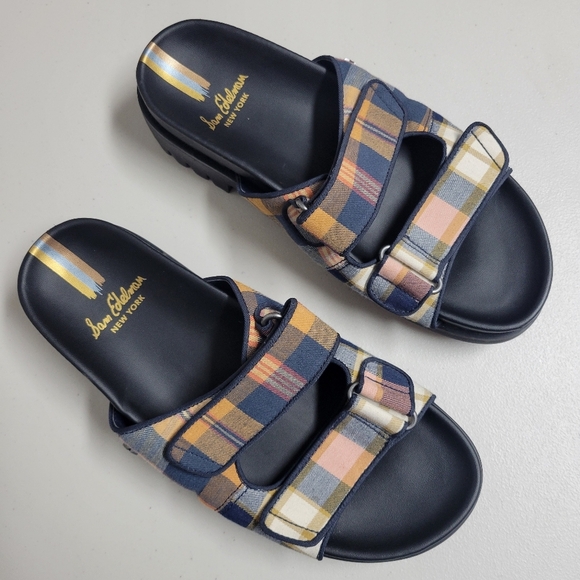 Sam Edelman  Eliana Mustard Plaid  Sandals Size 9. - Picture 2 of 11